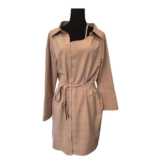 OAK + FORT Long Sleeve Shirt Dress Rose - Picture 2 of 10